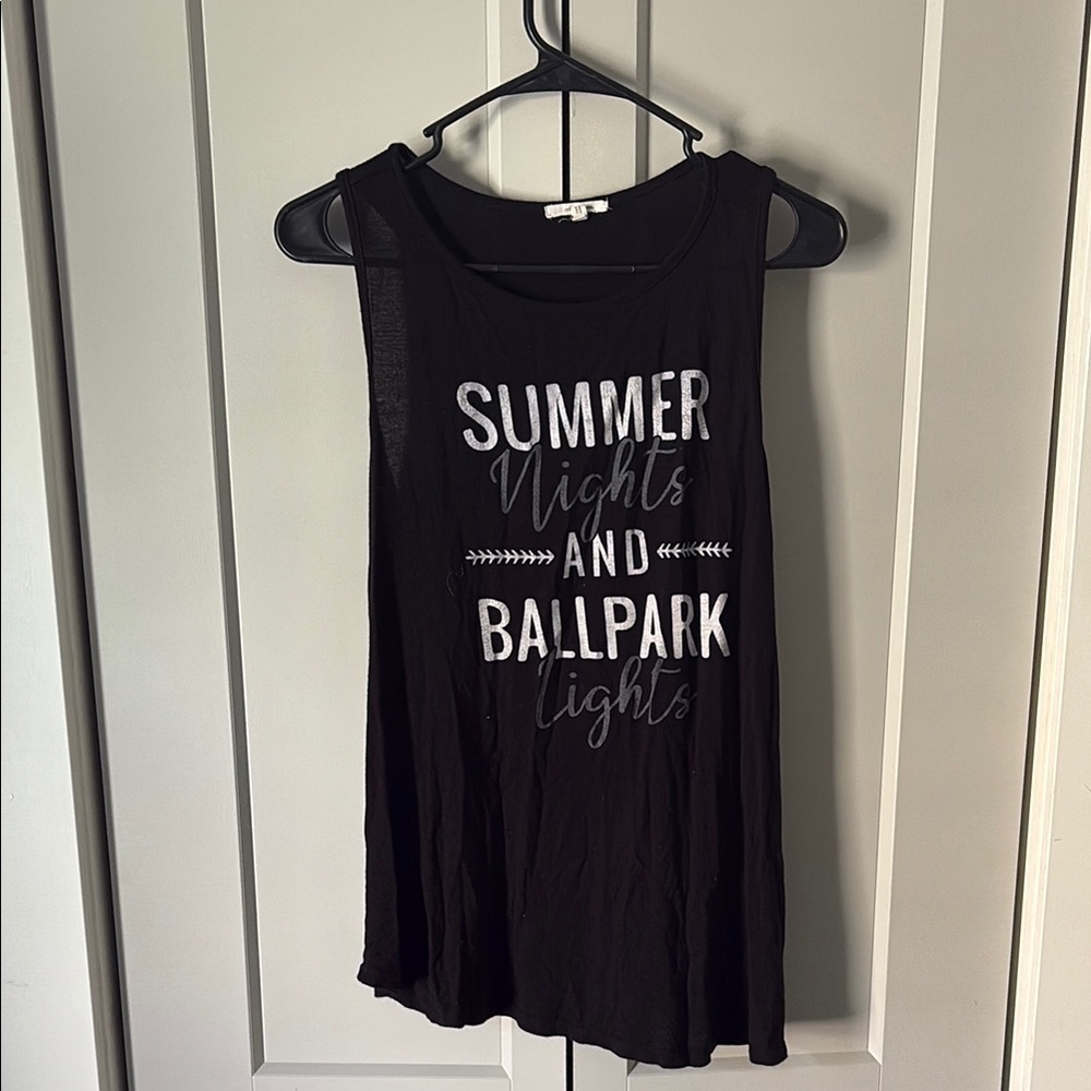 Black Sleeveless Graphic Tank Top